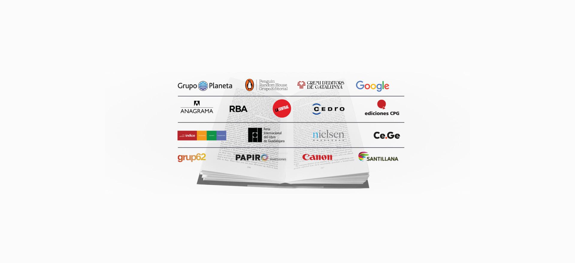Logos de las empresas colaboradoras en el Máster en Edición..dasfd
