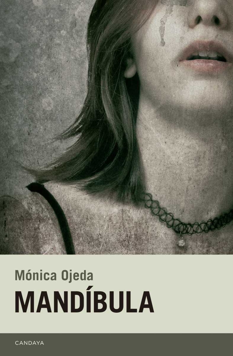 Portada del llibre "mandíbula" on es veu el retrat d'una dona de nas cap avall